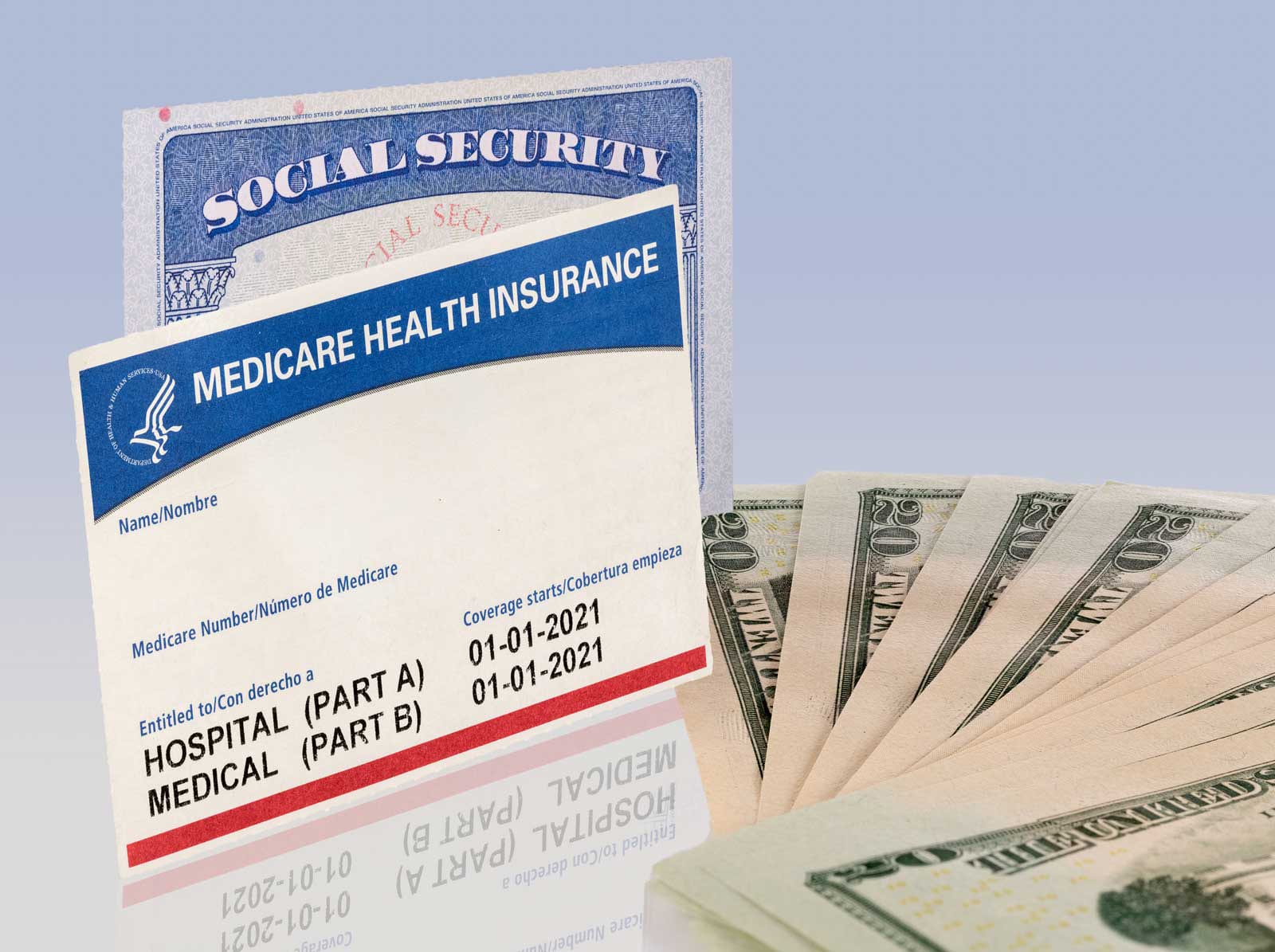 Medicare card and Social Security card